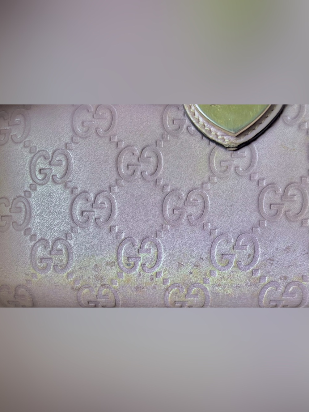 Gucci Guccissima Heart Logo Lavender Leather Long Wallet Authentic Vintage - Picture 6 of 9